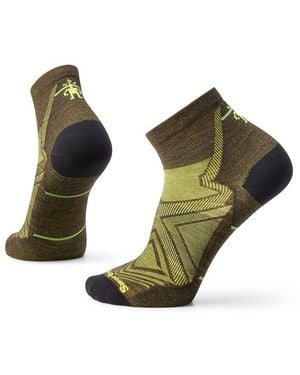Smartwool Run Zero Cushion Ankle (Military) Low Cut Socks Shoes - Green