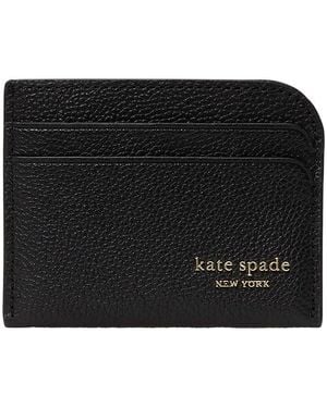 Kate Spade Devin Pebbled Leather Card Holder Wallet Handbags, Suede/Leather - Black