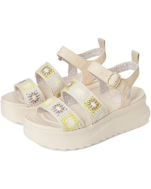 HEYDUDE Delray Buckle Cottage Crochet Sandals Egret//Multi - Black