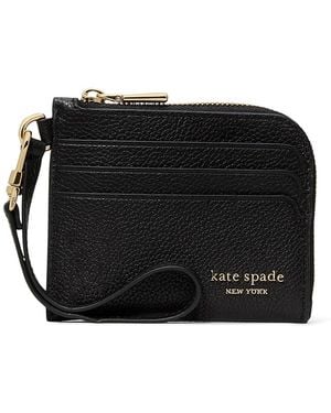Kate Spade Devin Pebbled Leather Coin Card Case Wristlet Wallet Handbags, Polyester/Leather - Black