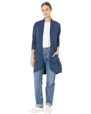 L.L. Bean Softflex Long Open Cardigan (Nautical Heather) Clothing - Black