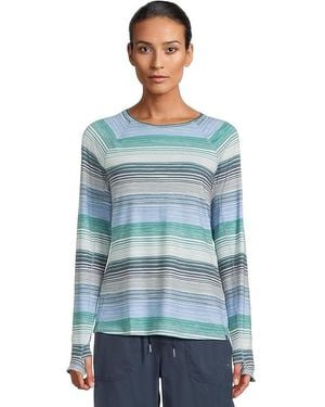 L.L. Bean Everyday Sunsmart(R) Crew Neck Long-Sleeve Stripe T-Shirts Clothing, Elastane/Lyocell/Polyester - Blue