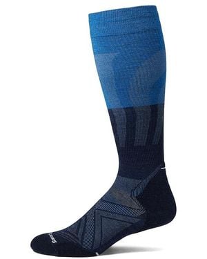 Smartwool Run Targeted Cushion Compression Over-The-Calf (Deep) No Show Socks Shoes - Blue