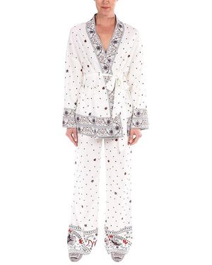 Badgley Mischka Bon Voyage Boarder Print Kimono Clothing, Polyester - Black