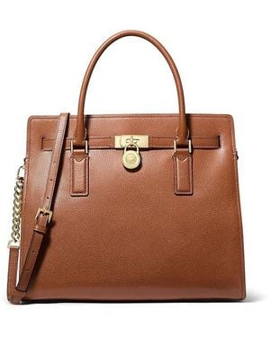 MICHAEL Michael Kors Hamilton Moderne Large Satchel Satchel Handbags, Leather - Brown