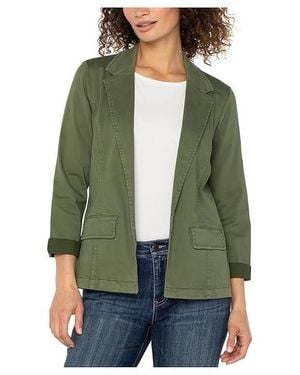 Liverpool Los Angeles Soft Touch Twill Fitted Blazer Jacket, Cotton/Rayon/Spandex - Green