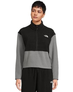 The North Face Glacier Fleece 1/2 Zip Short Jacket Coat Tnf Mid Heather/Tnf, Polyester - Black