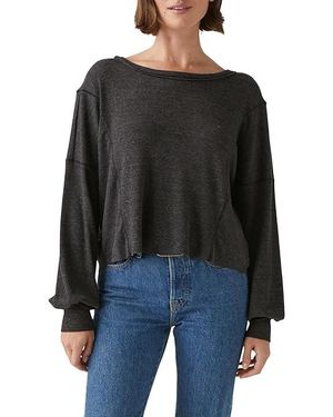 Michael Stars Cait Rib Mix Pullover (Charcoal) Clothing - Black