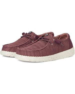 HEYDUDE Wendy Stretch Sox Flat Shoes, Canvas - Purple