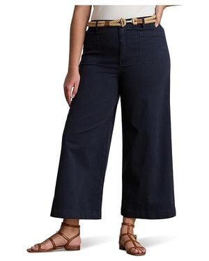 Ralph Lauren Plus Size Stretch Chino Wide-Leg Cropped Pants Clothing, Cotton/Elastane - Blue