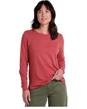 Toad&Co Primo Long Sleeve Crew Clothing, Cotton - Red
