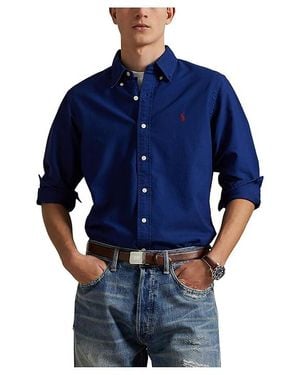 Polo Ralph Lauren Classic Fit Garment-Dyed Oxford Shirt Clothing, Cotton - Blue