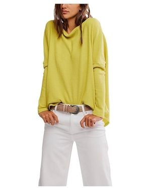 Free People Latte Blues Thermal Solid Clothing Xs 0-2) Cotton/Elastane/Lyocell - Yellow