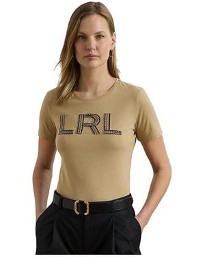 Ralph Lauren Beaded-Logo Cotton Jersey T-Shirts Clothing - Black