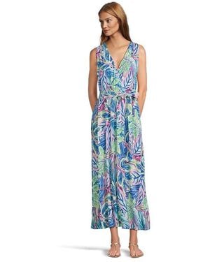 Tommy Bahama Frond Grove Sleeveless Maxi Dress Dress Sm (Us 4-6) Modal/Spandex/Tencel - Blue