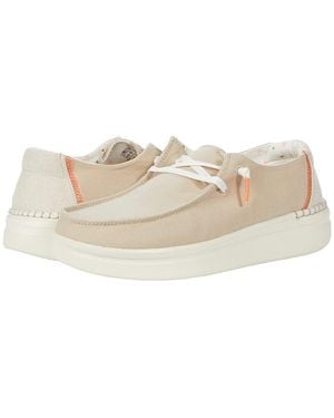 HEYDUDE Wendy Rise Shoes Chambray/Sand/Shell, Textile - White