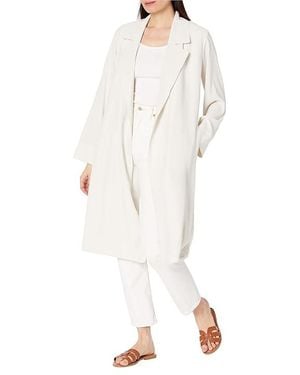 Eileen Fisher Calf Length Trench Coat Clothing, Cotton/Polyester - White