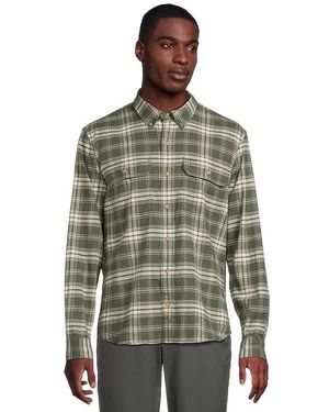 L.L. Bean Stonecoast Hemp Shirt Long-Sleeve Slightly Fitted Untucked Fit Clothing, Cotton/Hemp/Spandex - Green