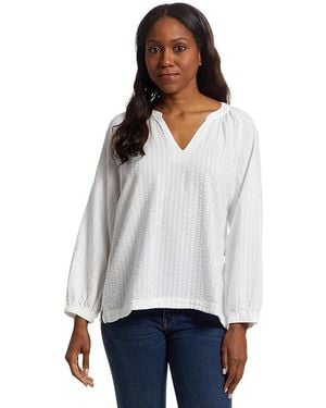 L.L. Bean Seersucker Split-Neck Shirt Clothing, Cotton/Modal/Spandex - Black