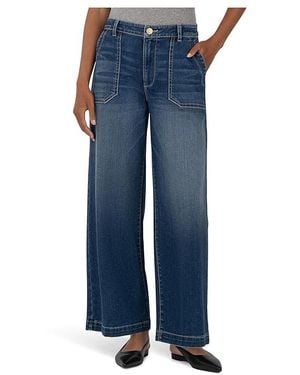 Kut From The Kloth Meg High-Rise Wide Leg Pants W/ Pork Chop Pockets Clothing, Cotton/Polyester/Rayon - Black