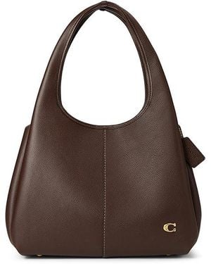 COACH Polished Pebble Leather Lana Shoulder Bag Handbags - Brown
