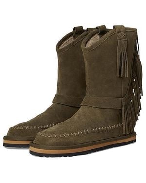 Free People Faye Fringe Pull On Boots Boots - Black