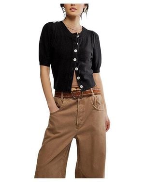 Free People Isla Solid Cardi Clothing Lg 12) Cashmere/Elastane/Polyamide - Black