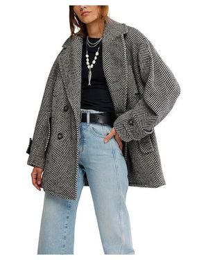 Free People Ari Wool Peacoat Coat Lg 12-14) Polyester/Wool - Black