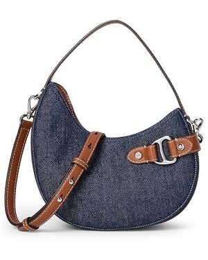 Ralph Lauren Denim Small Tasha Crossbody Bag Cross Body Handbags Rinse Wash Denim/Lauren Tan, Leather - Blue