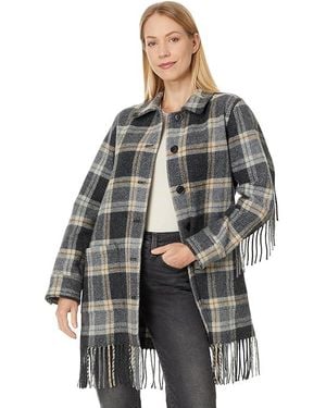 Pendleton Jolene Wool Fringe Plaid Jacket - Black