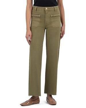 Kut From The Kloth Meg High Rise Wide Leg -Front Patch Pockets With Braid Jeans 6, Cotton/Denim/Spandex - Black