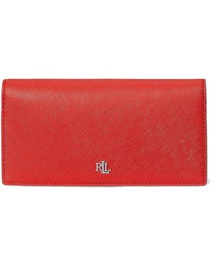 Ralph Lauren Crosshatch Leather Slim Wallet Bi-Fold Wallet - Red