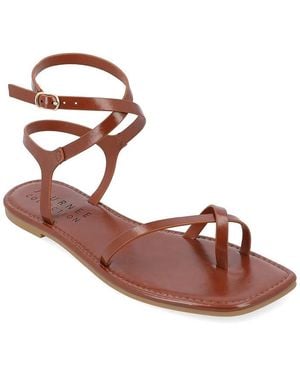 Journee Collection Charra Sandals, Synthetic - Brown