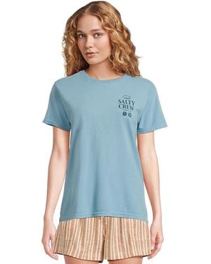 Salty Crew Sip And Sea Boyfriend T-Shirts T Shirt, Cotton/Jersey - Blue