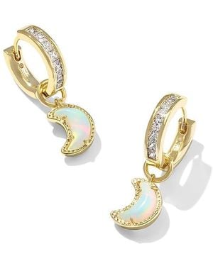 Kendra Scott Moon Huggie Earrings Earring, Brass/-Plated - Black