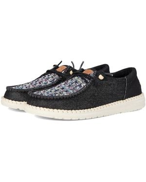 HEYDUDE Wendy Funk Crafted Tweed Shoes, Textile - Black
