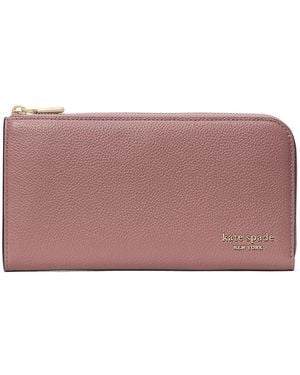 Kate Spade Devin Pebbled Leather Zip Around Continental Wallet Wallet Handbags - Pink