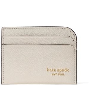 Kate Spade Devin Pebbled Leather Card Holder Wallet Handbags, Suede/Leather - Natural
