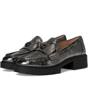 COACH Jocelyn Crinkle Leather Logo Loafers in White | Lyst