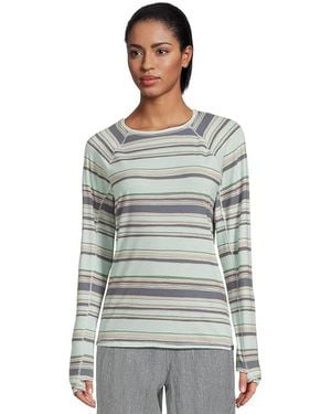 L.L. Bean Everyday Sunsmart(R) Crew Neck Long-Sleeve Stripe T-Shirts Clothing, Elastane/Lyocell/Polyester - Black