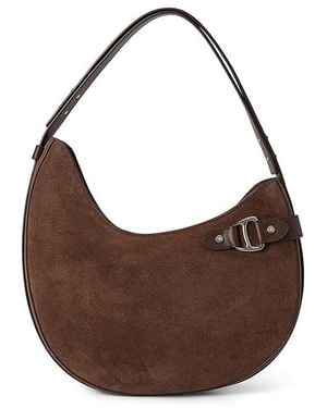 Ralph Lauren Suede Large Tasha Shoulder Bag Shoulder Handbags, Leather/Suede - Brown