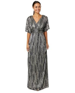Lilly Pulitzer Parigi Elbow Sleeve Maxi Clothing True X Metallic Rope Stripe Crinkle Knit, Elastane/Polyester - Black
