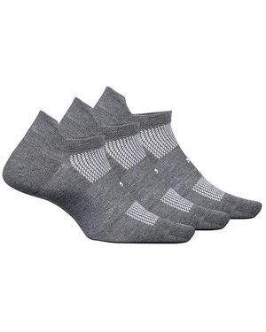 Feetures High Performance Cushion No Show Tab 3-Pair Pack No Show Socks Shoes Sm (Us Shoe 4-6.5) - Gray