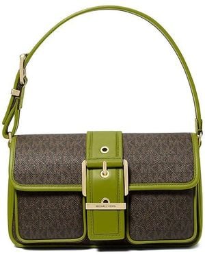 MICHAEL Michael Kors Colby Medium Shoulder Handbags, Leather/Polyester - Green