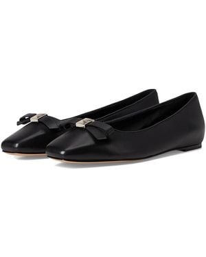 Kate Spade Deco Bow Smooth Leather Flat Flat Shoes - Black