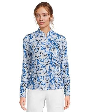 Jamie Sadock Sunsense Dreamscape Print Long Sleeve 1/4 Zip Sun Protection Top Workout, Polyester/Spandex - Blue