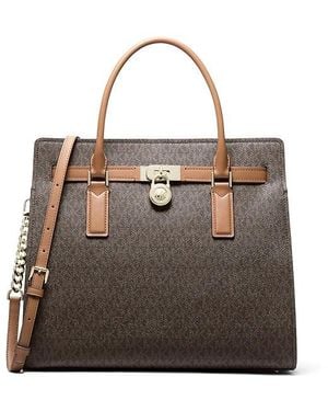 MICHAEL Michael Kors Hamilton Moderne Large Satchel Satchel Handbags/Acorn, Leather - Multicolor
