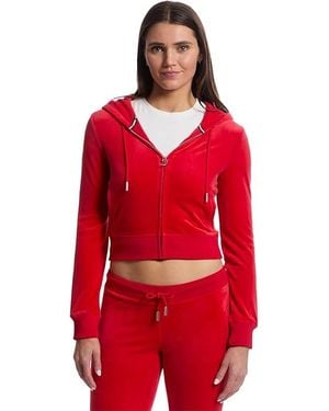 Juicy Couture Solid Classic Juicy Hoodie With Back Bling Sweater Xl (Us 14) Polyester/Spandex - Red