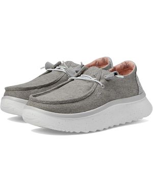 HEYDUDE Wendy Peak Chambray Shoes, Leather/Textile - Gray