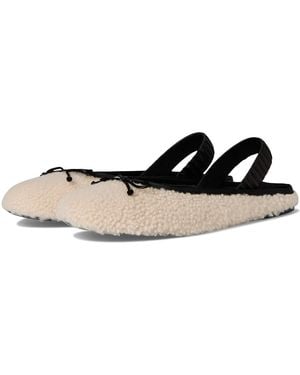 Stuart Weitzman Prima Bow Shearling Slingback Dress Sandals Natural/ Leather - Black